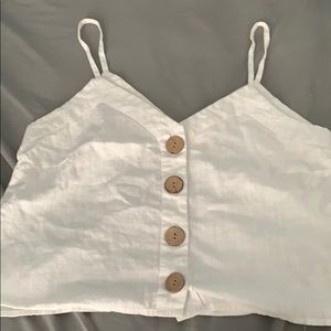 White v-neck bottom down top